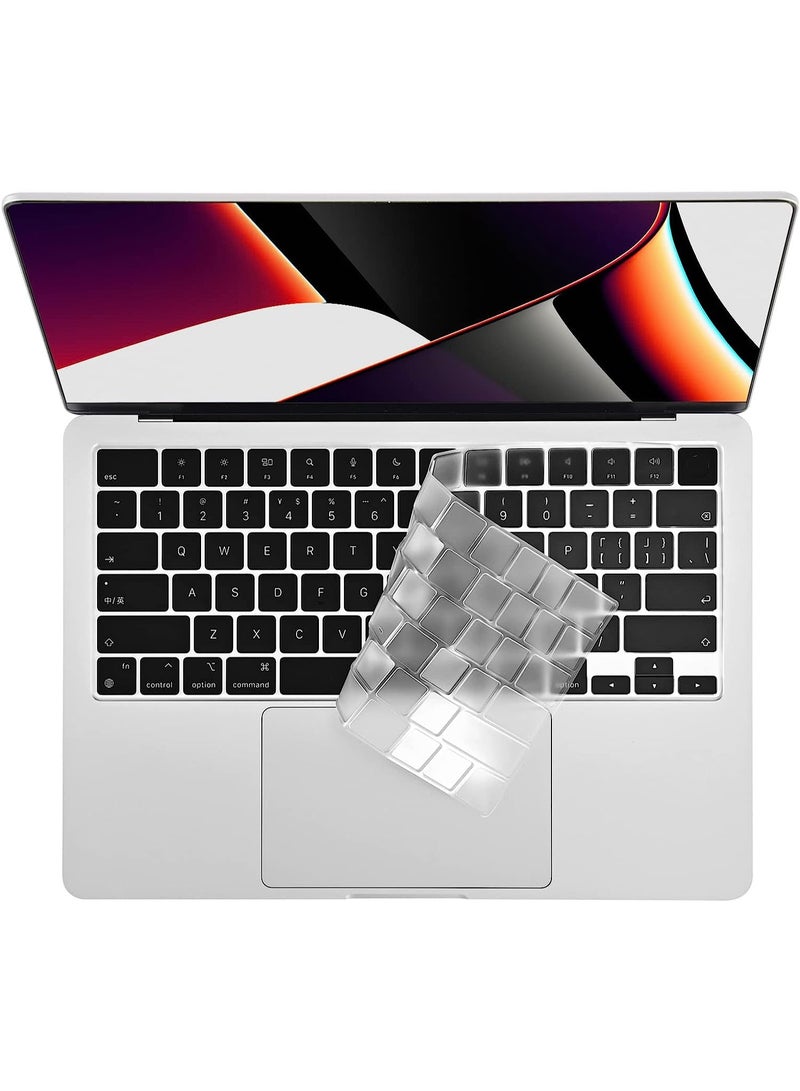 Premium Ultra Thin Keyboard Cover Skin for 2025-2021 M5/M4/M3/M2/M1 Pro/Max MacBook Pro 14" 16" (A3434/A3112/A3185/A3401/A2918/A2992/A2779/A2442/A3403/A3186/A2991/A2780/A2485), M4 M3 M2 Chip MacBook Air 13.6" 15" (A2681 A3113 A3240 A2941 A3114 A3241) TPU Skin,Clear - Image 4